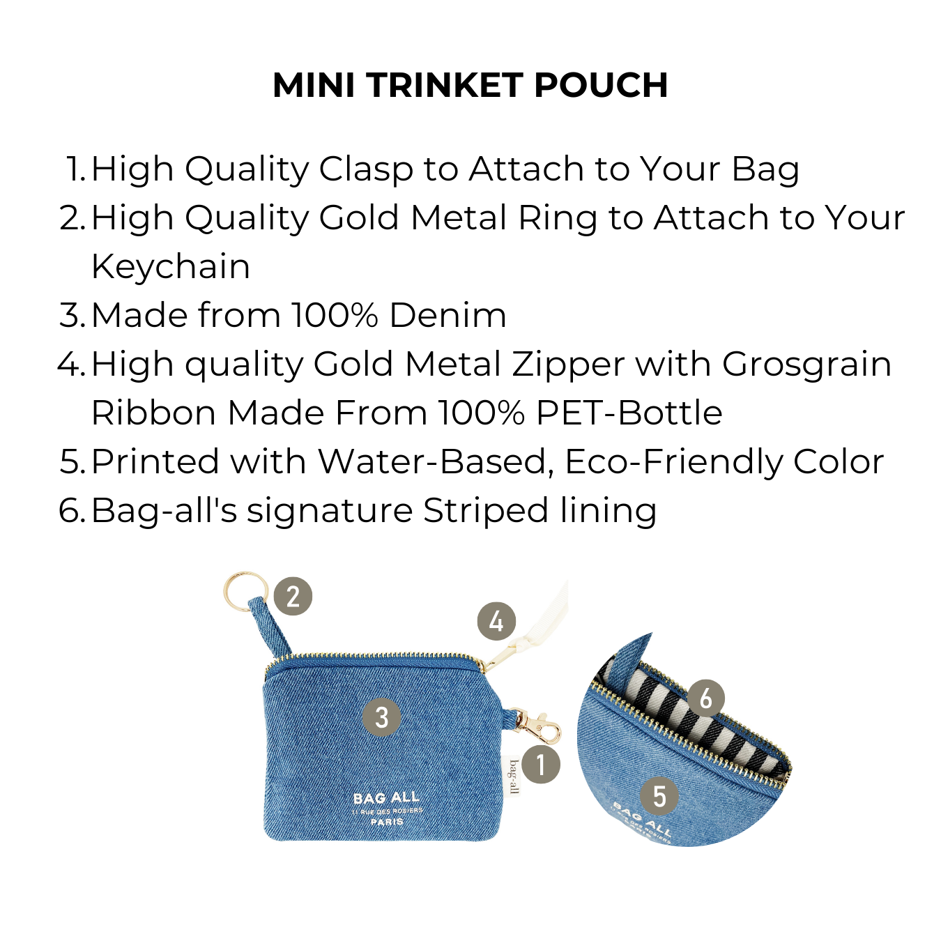 Mini Denim Key Pouch