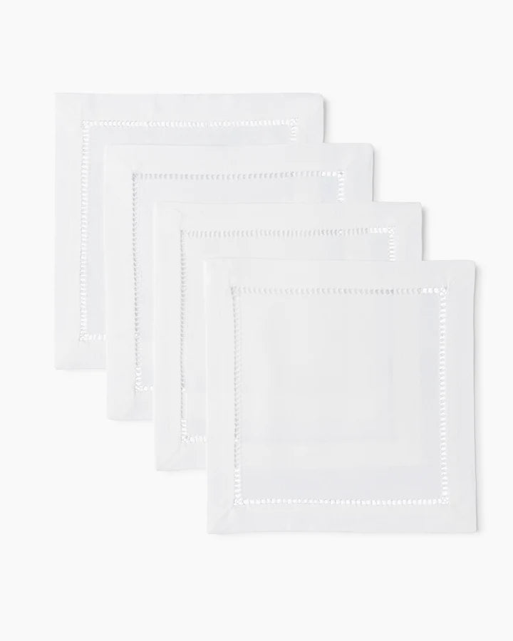 Hemstitched Italian Linen Cocktail Napkins + Embroidery | 4