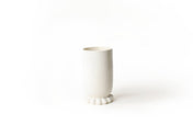 White Medium Cylinder Vase with Knobbed Foot