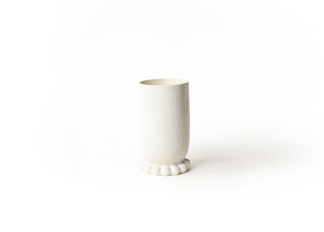 White Medium Cylinder Vase with Knobbed Foot