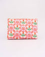 Quilted Pouch, Pink Tile Floral