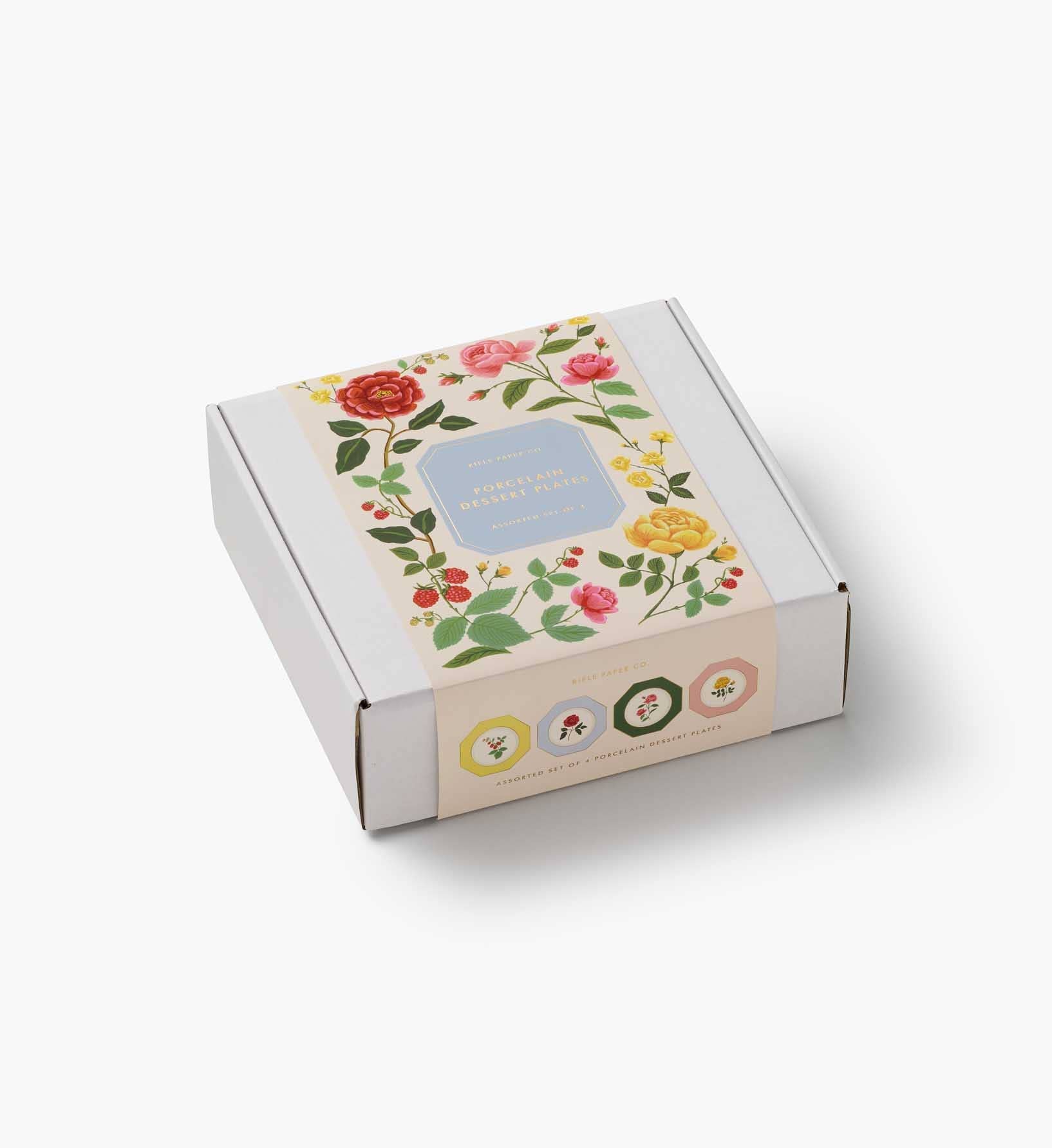 Roses Porcelain Dessert Plate Set