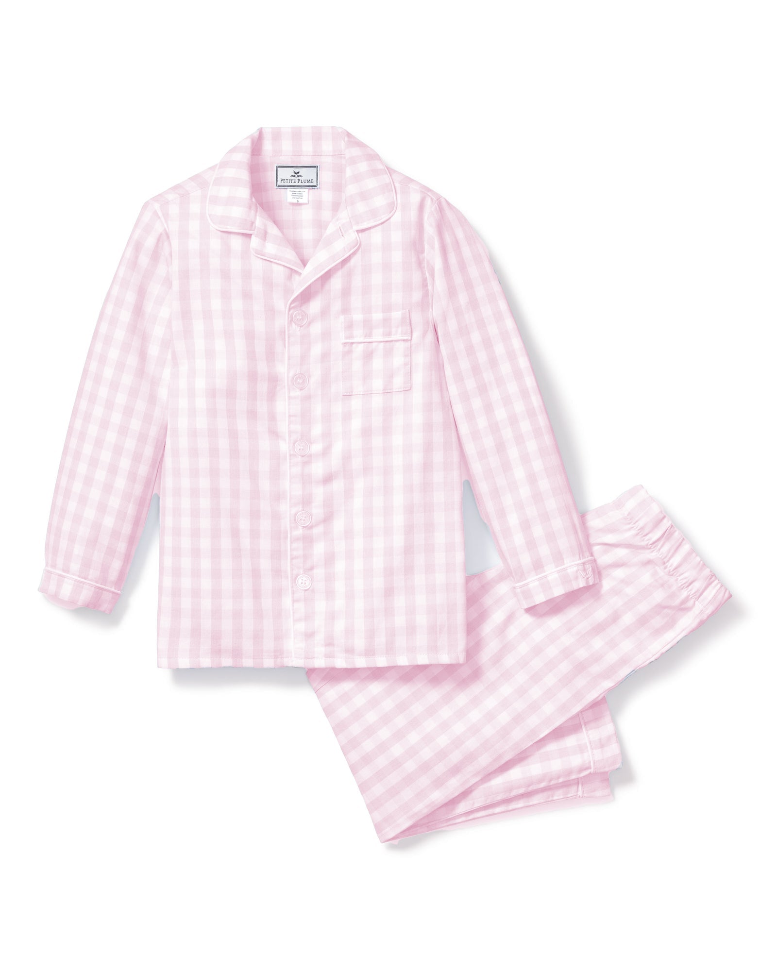Kid's Twill Pajama Set - Pink Gingham.