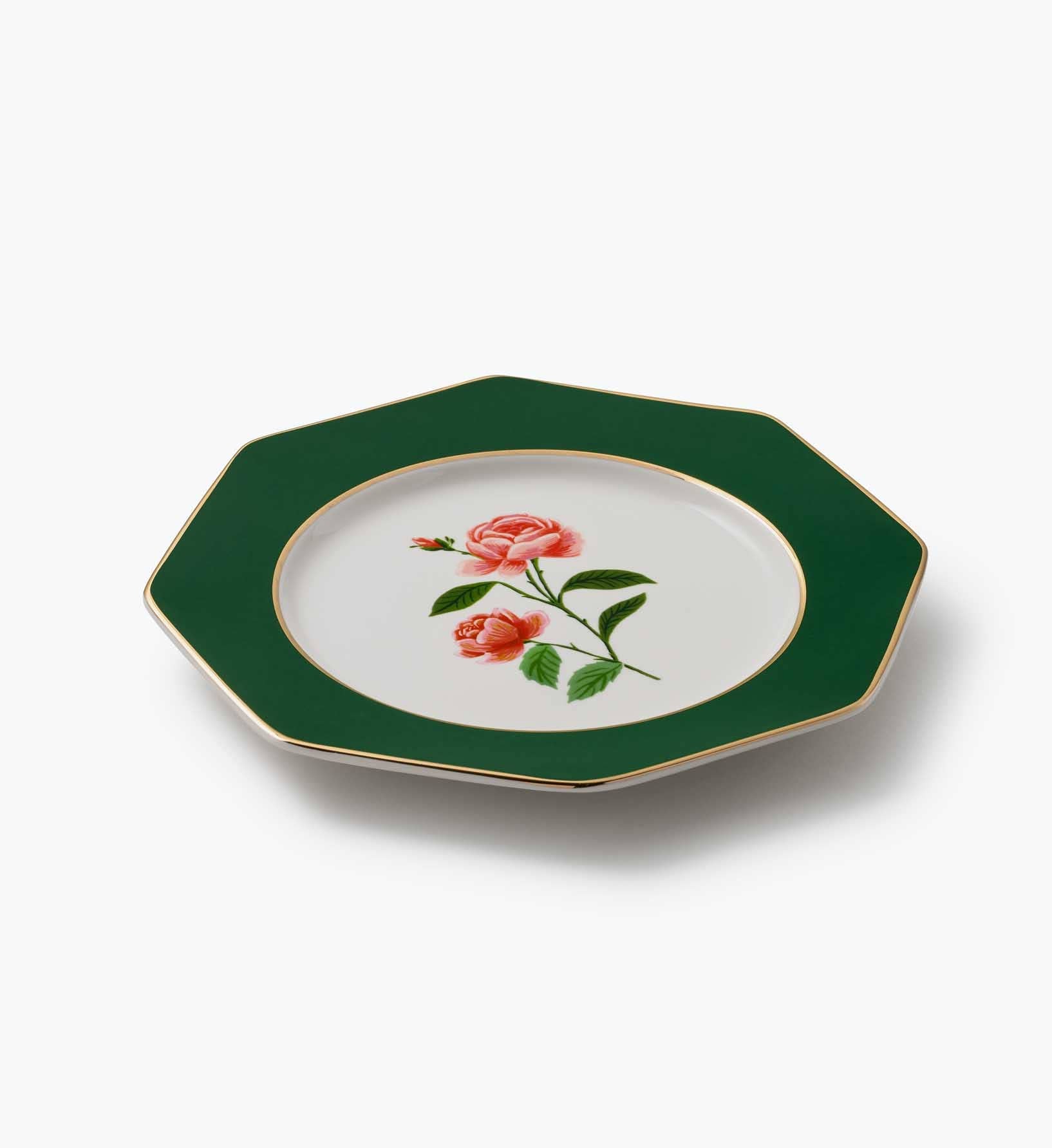Roses Porcelain Dessert Plate Set