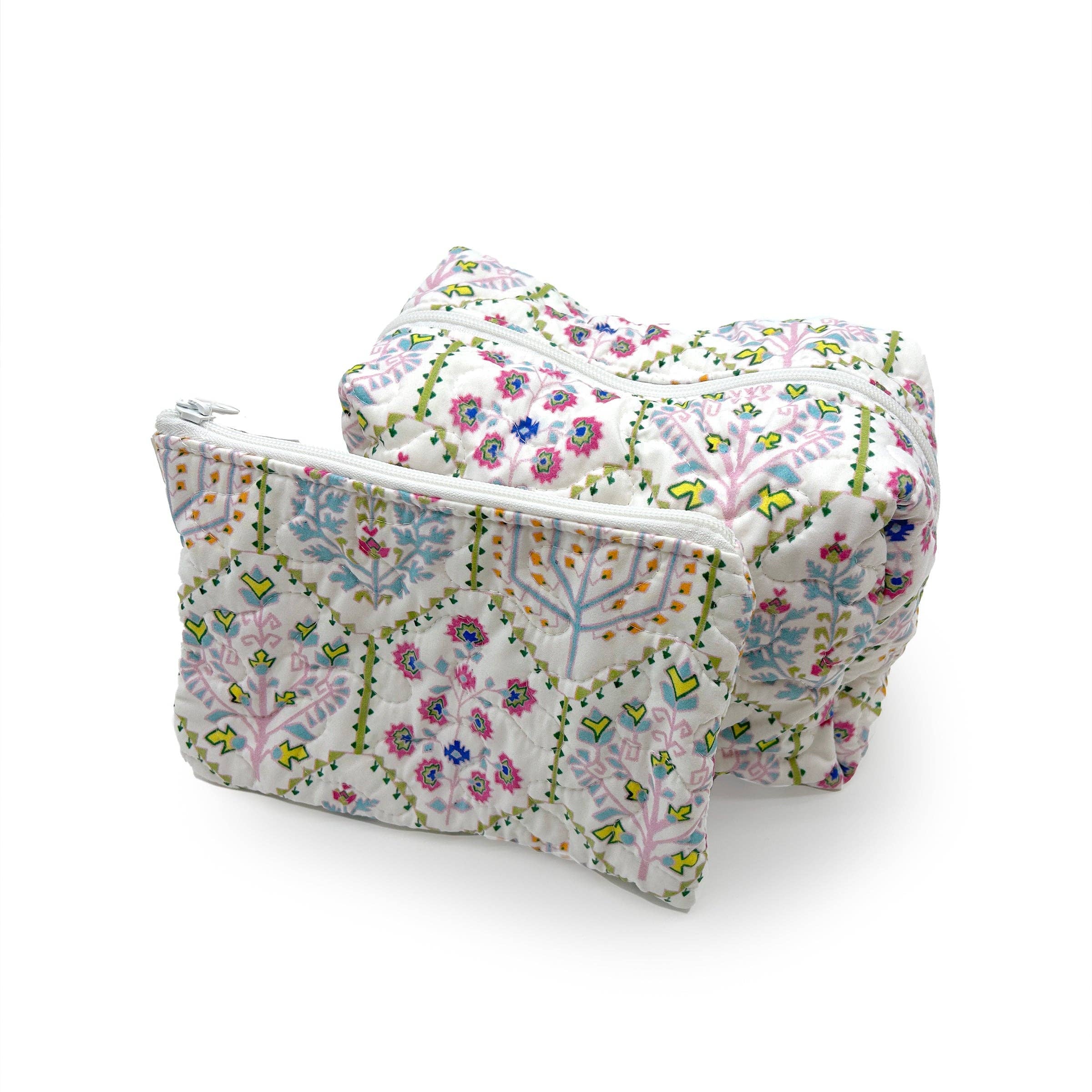 Tavi White Quilted Makeup Bag