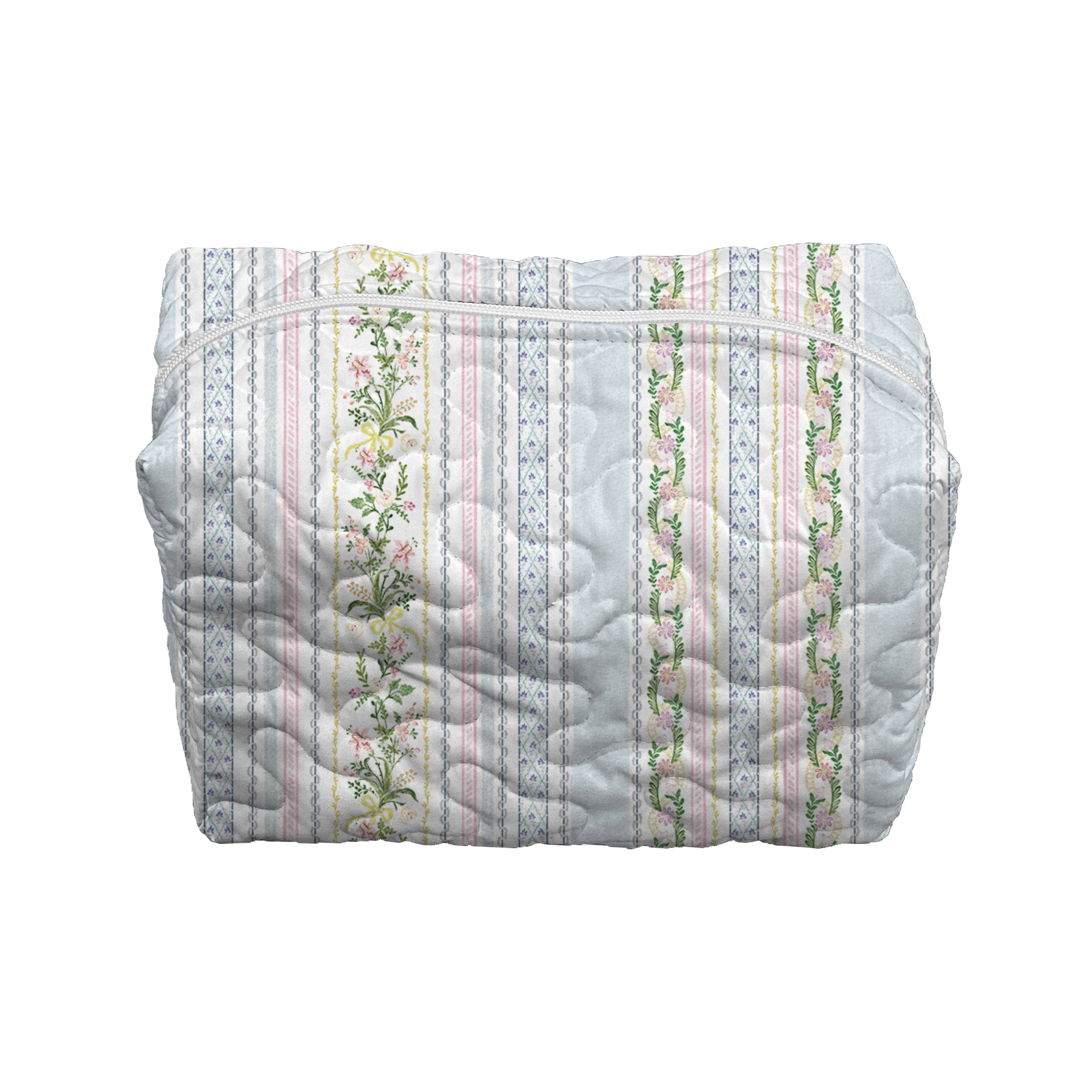Milkglass Ribbon Blue Makeup Bag