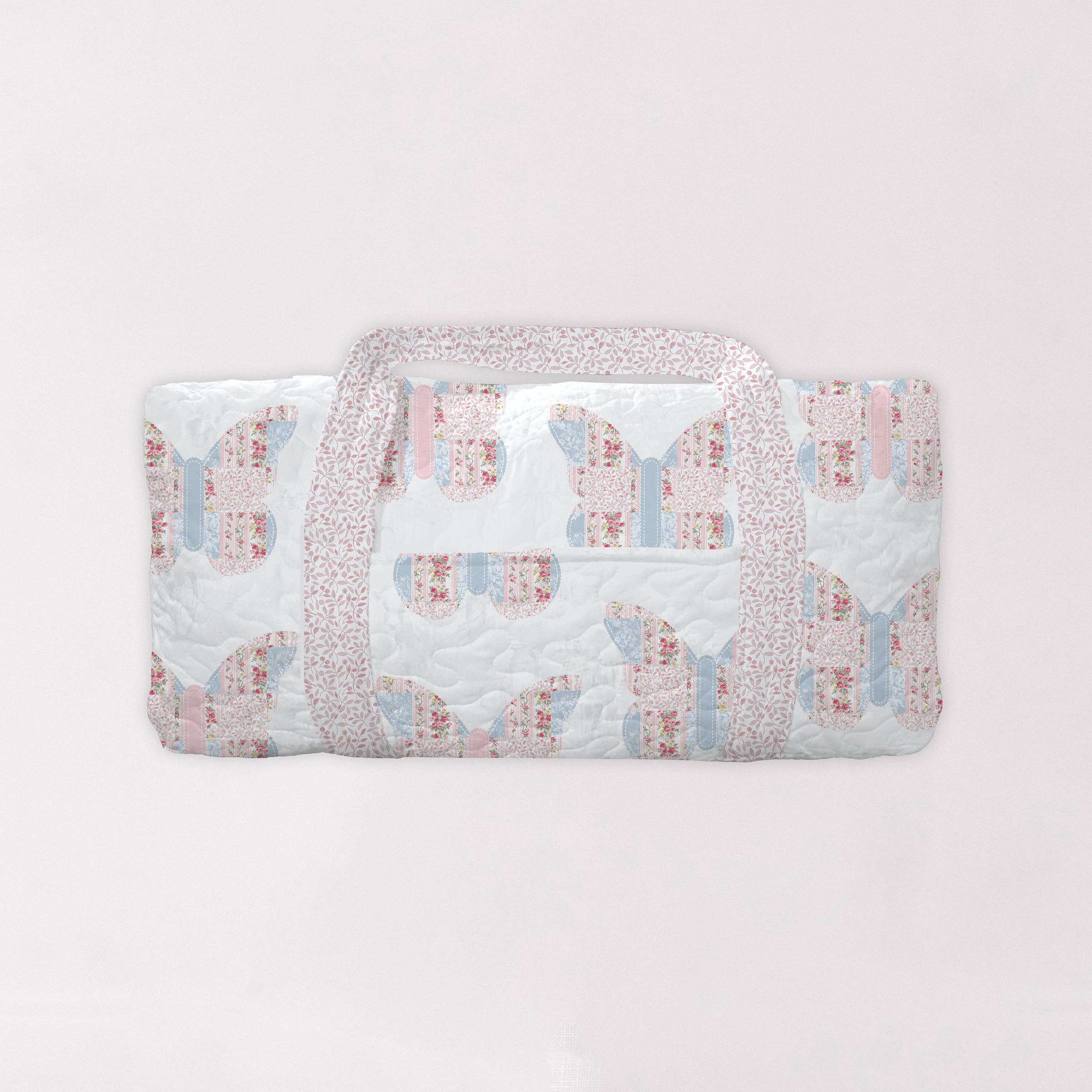 Butterfly Pastel Quilted Weekender Duffle Bag