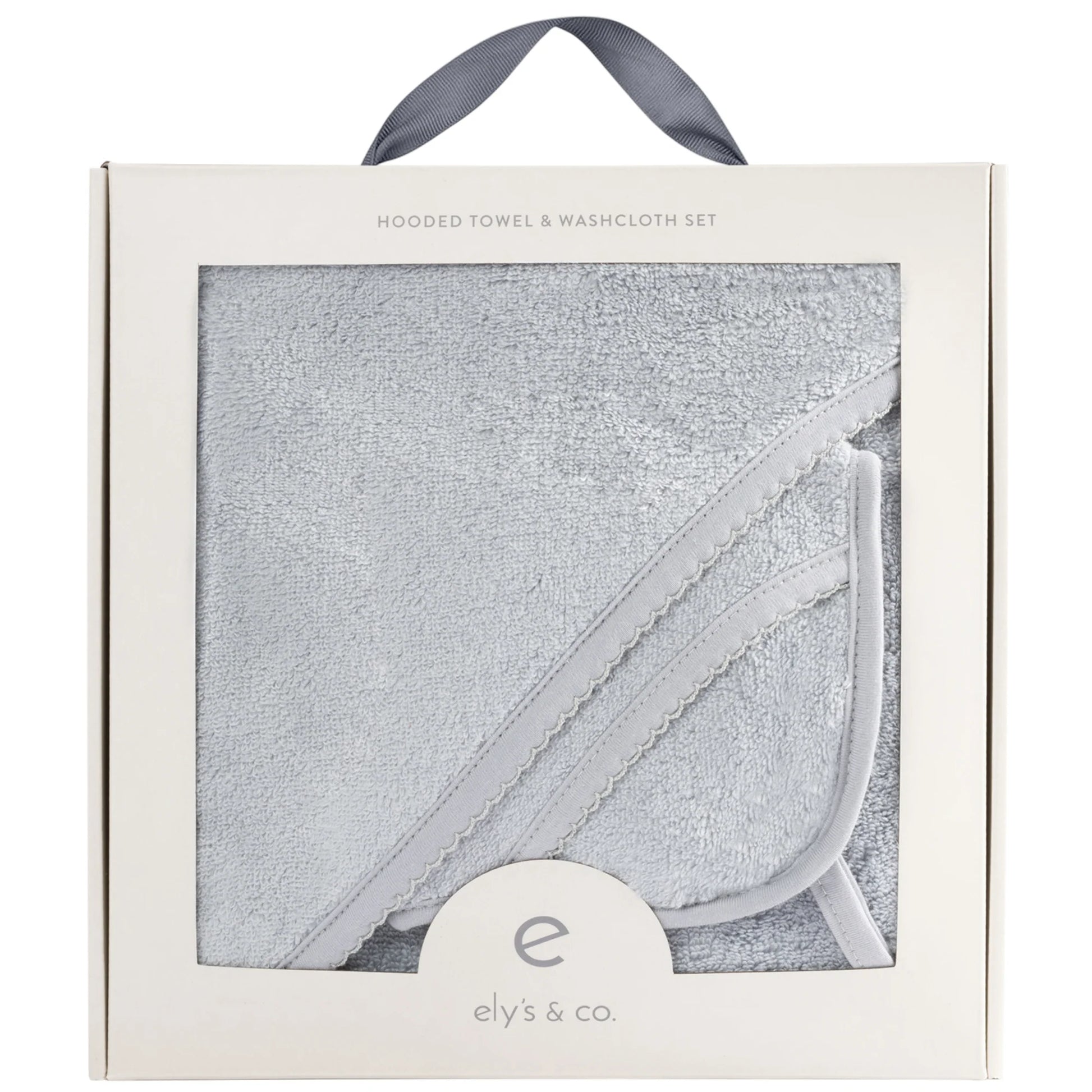 Solid Scalloped Hooded Towel and Washcloth Set