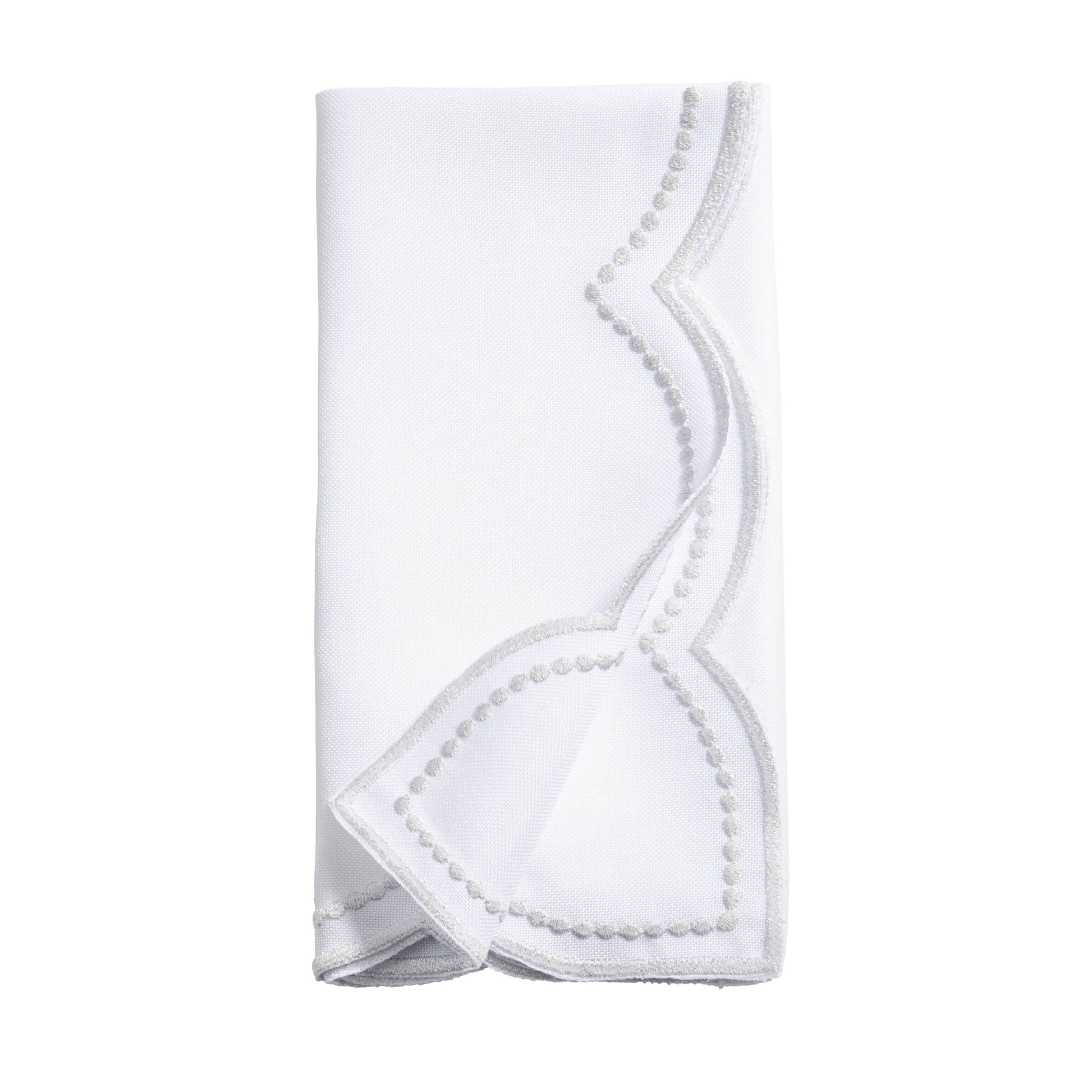 Embroidered Polka Dot Napkin w/ Scallop Edge | Set of 4