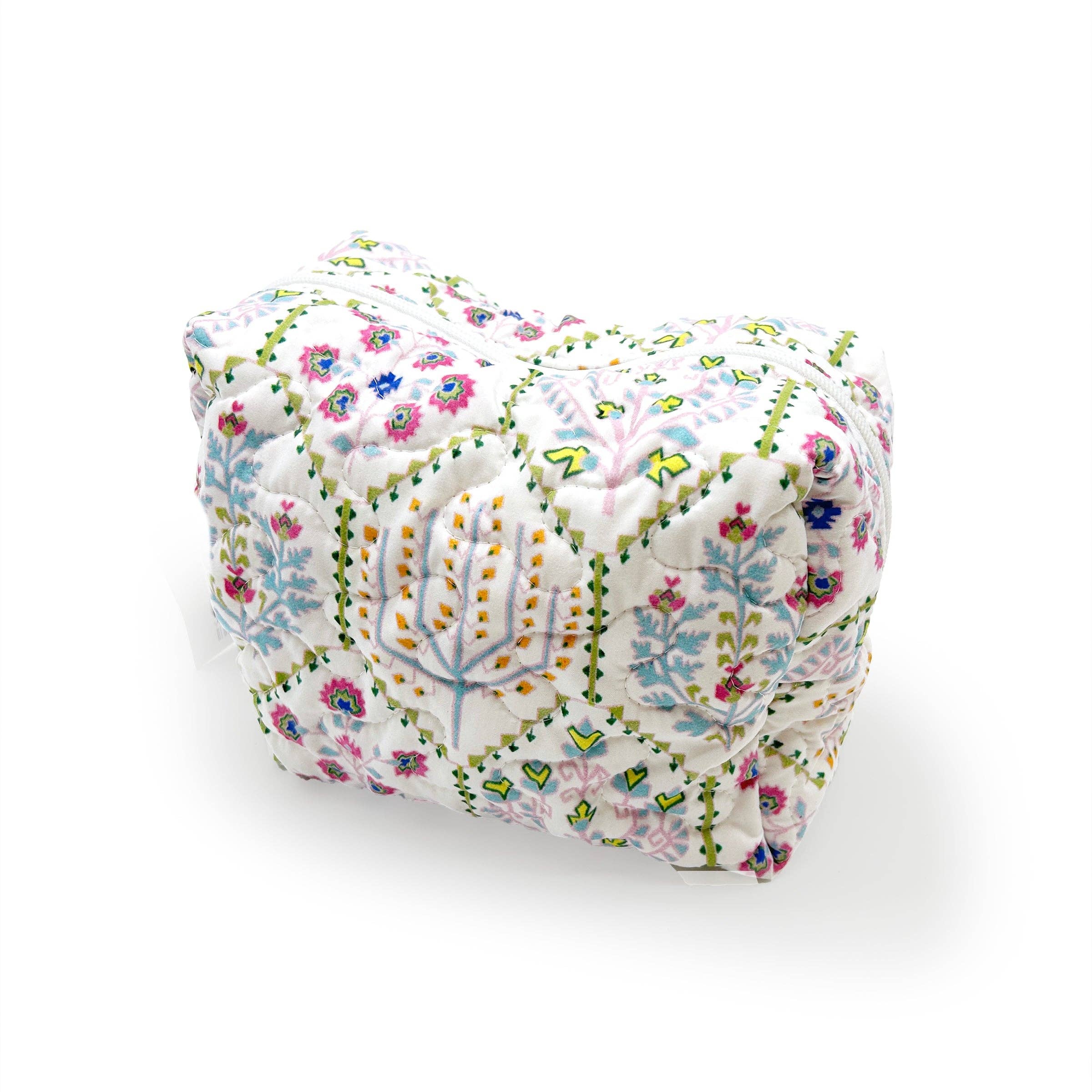 Tavi White Quilted Makeup Bag
