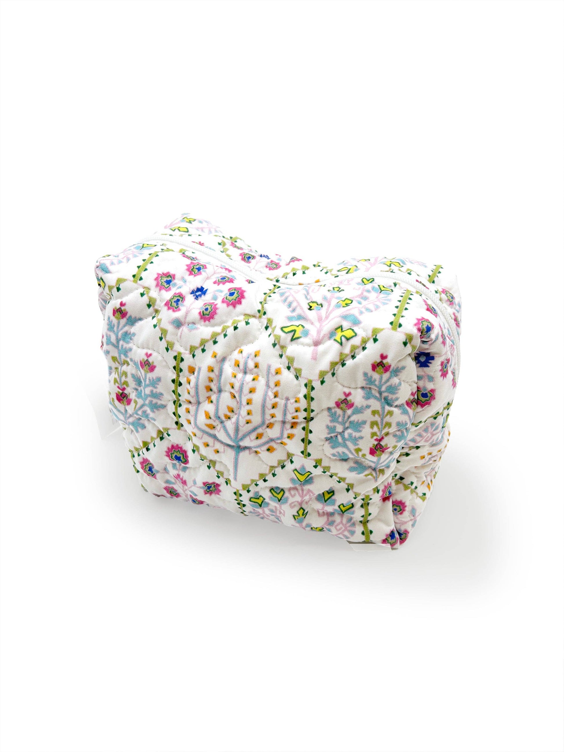 Tavi White Quilted Makeup Bag