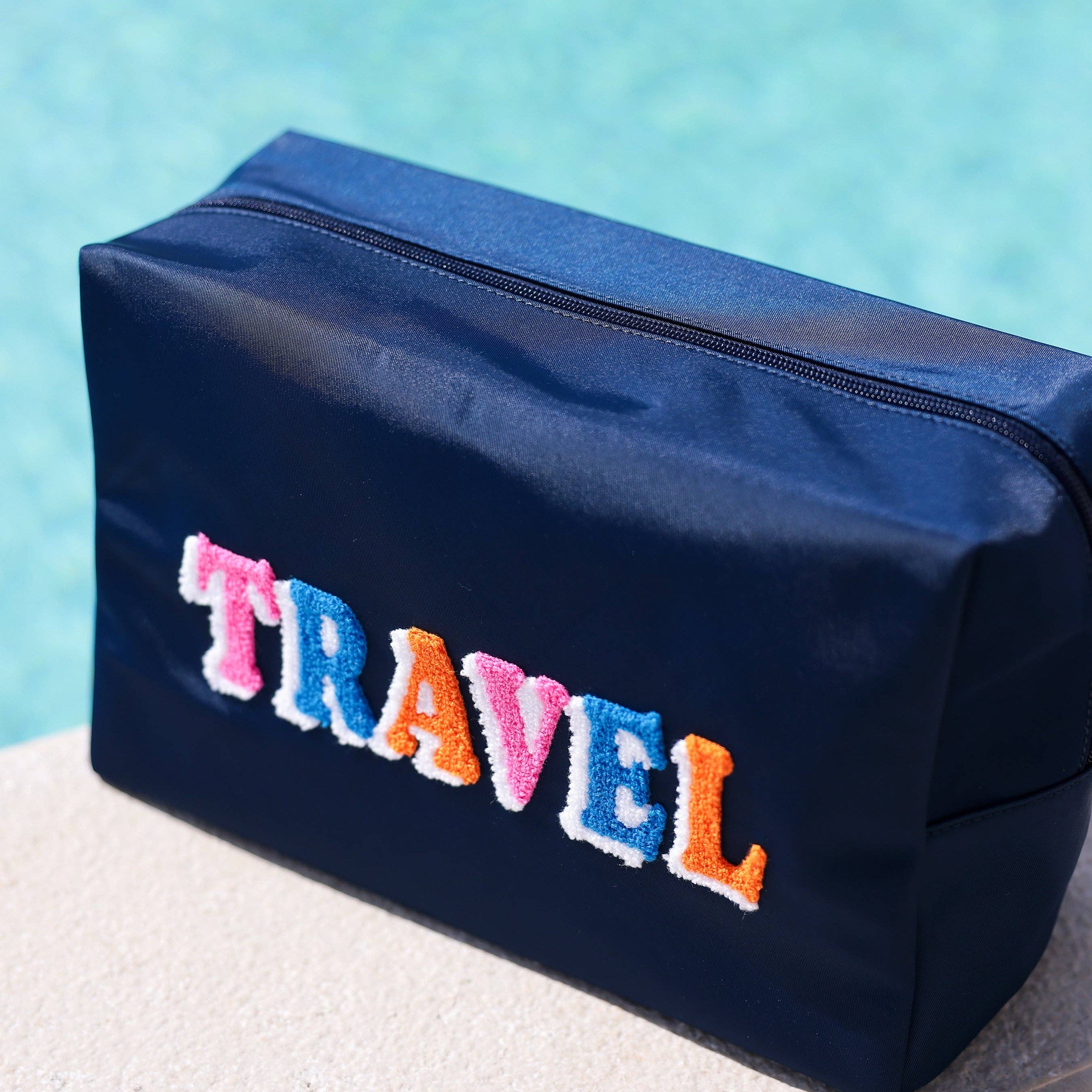 "TRAVEL" Oversized Zip Pouch