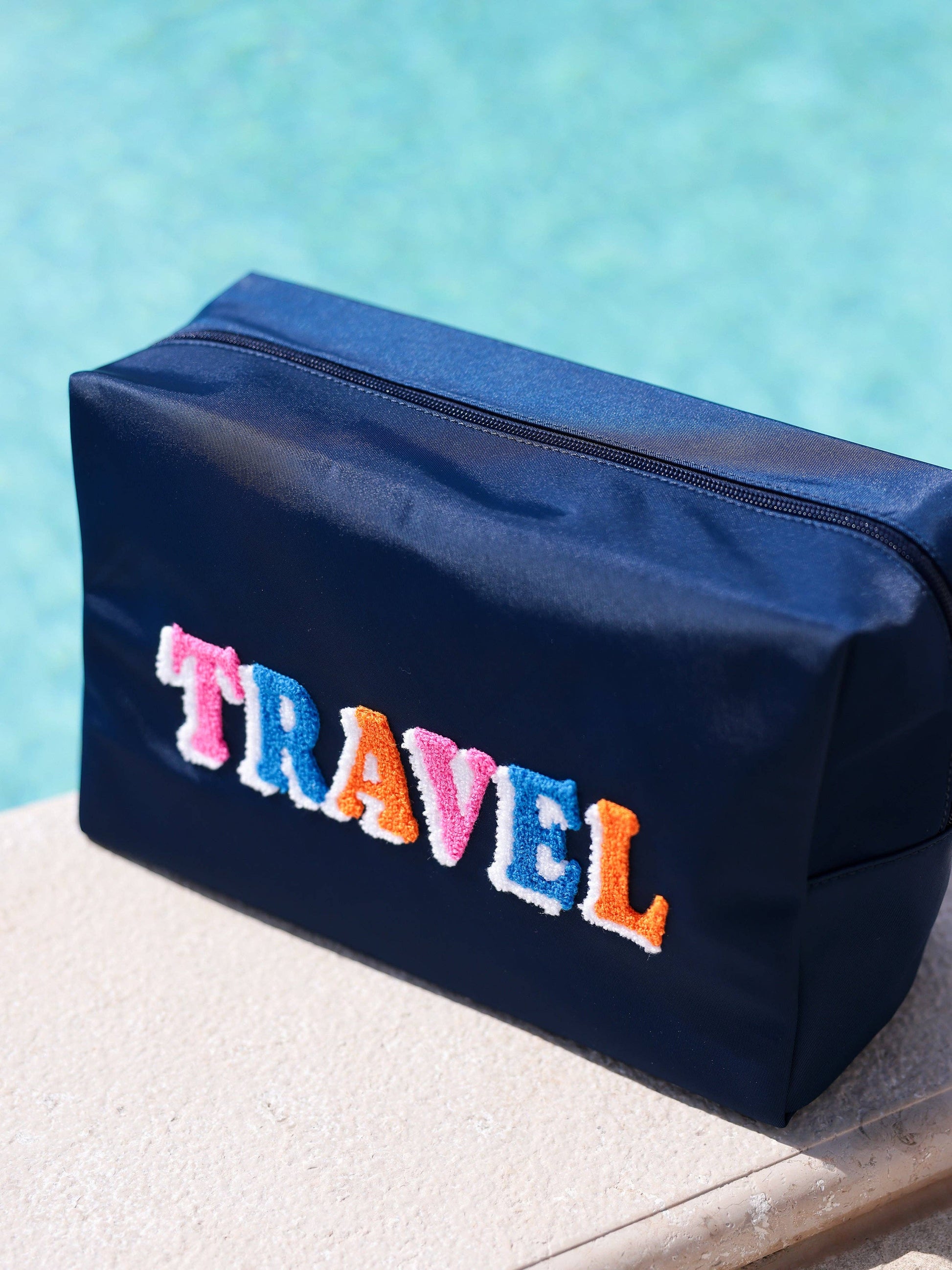 "TRAVEL" Oversized Zip Pouch