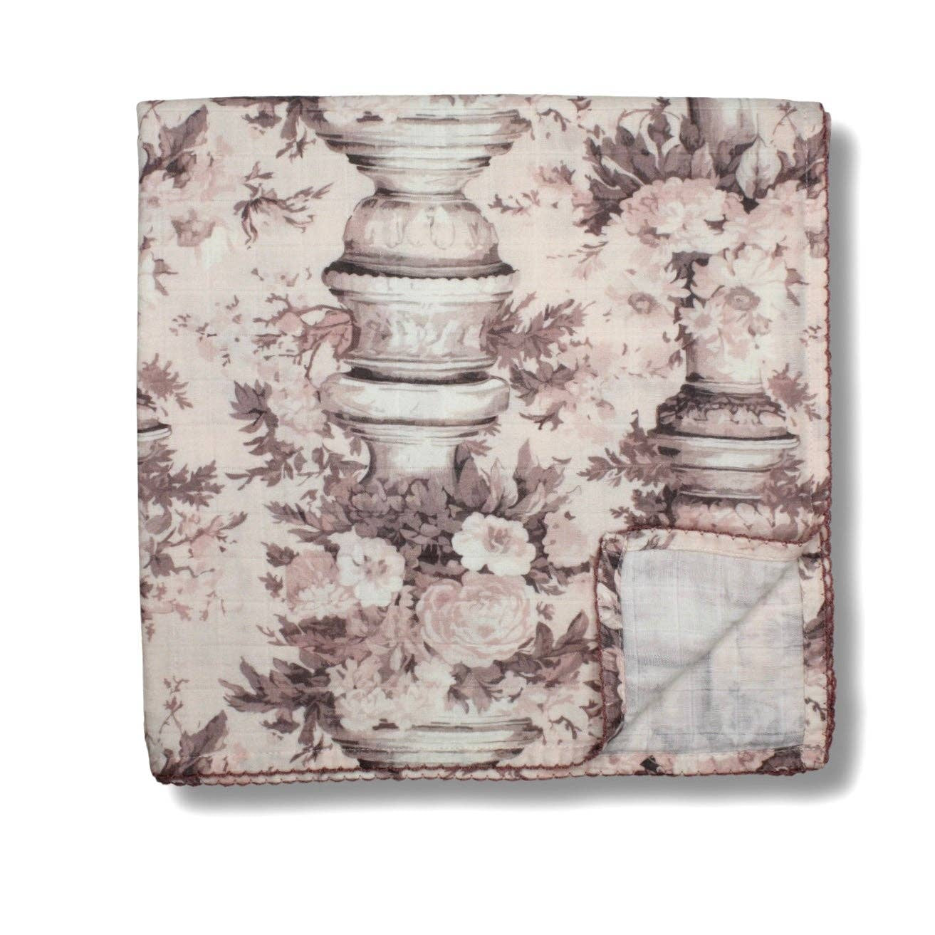 Vintage Pink Floral Muslin Blanket