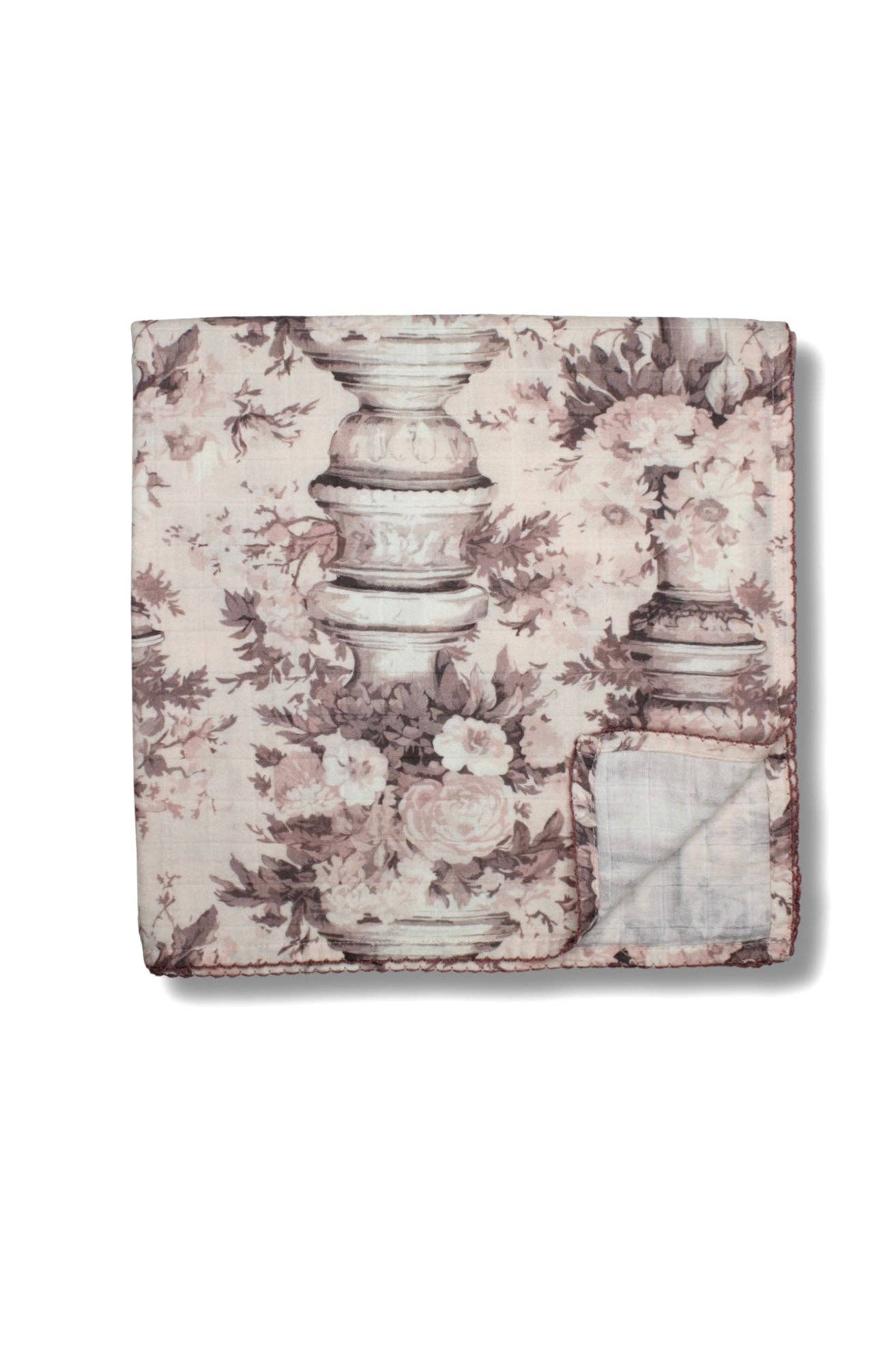 Vintage Pink Floral Muslin Blanket