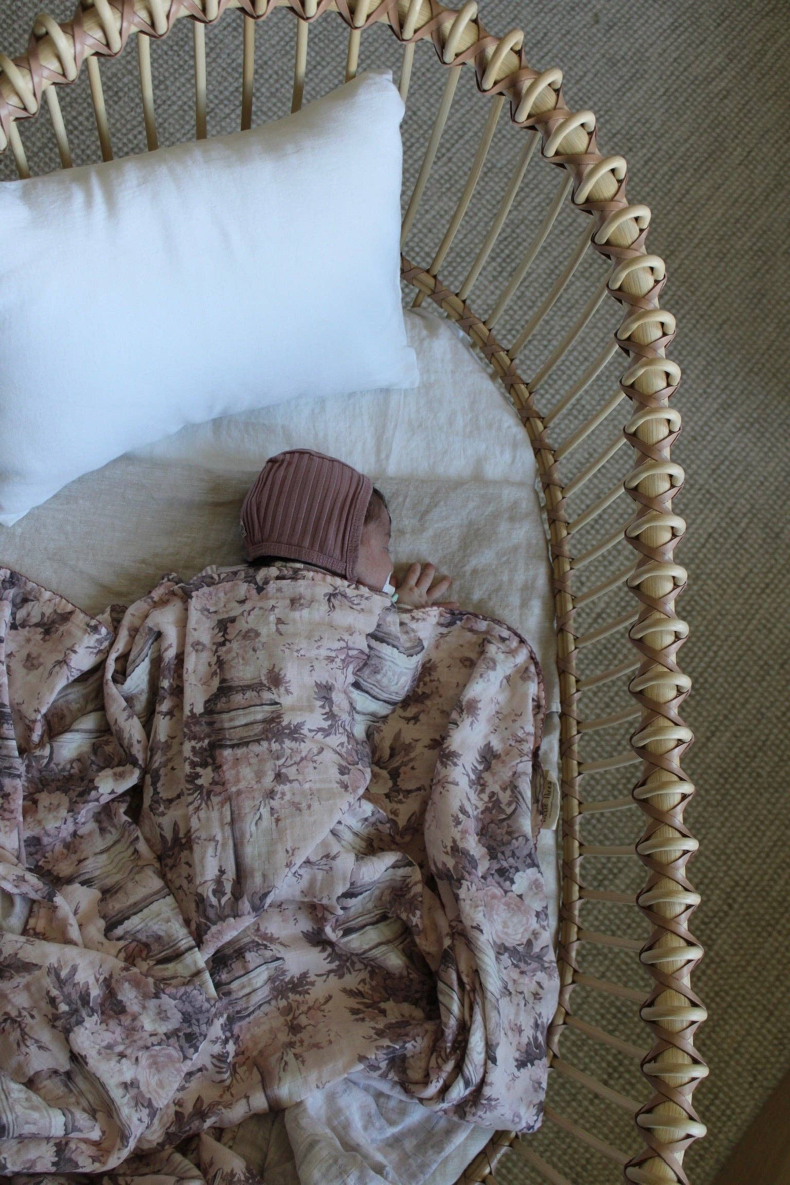 Vintage Pink Floral Muslin Blanket