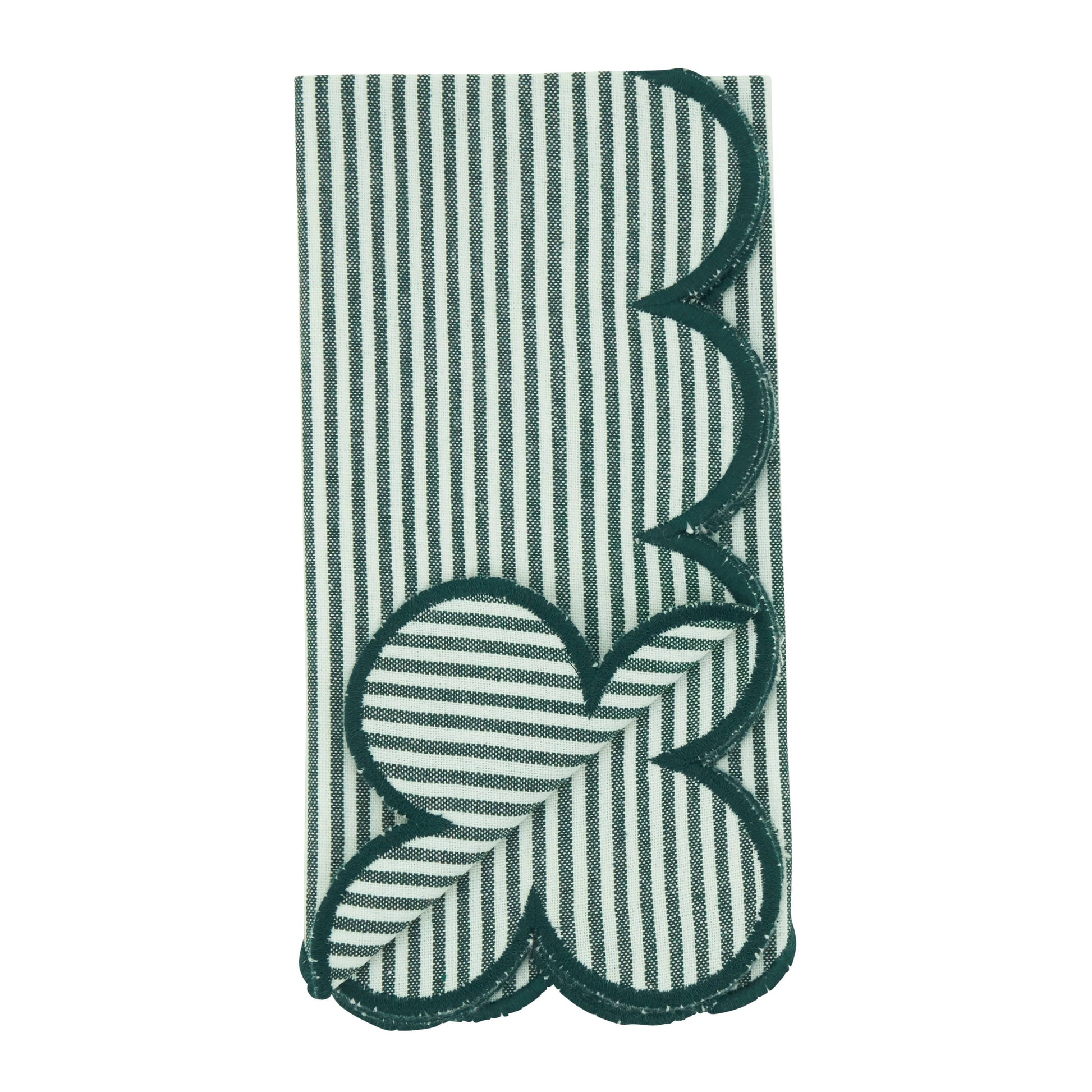 Scalloped Hem Strip Napkins | Set of 4