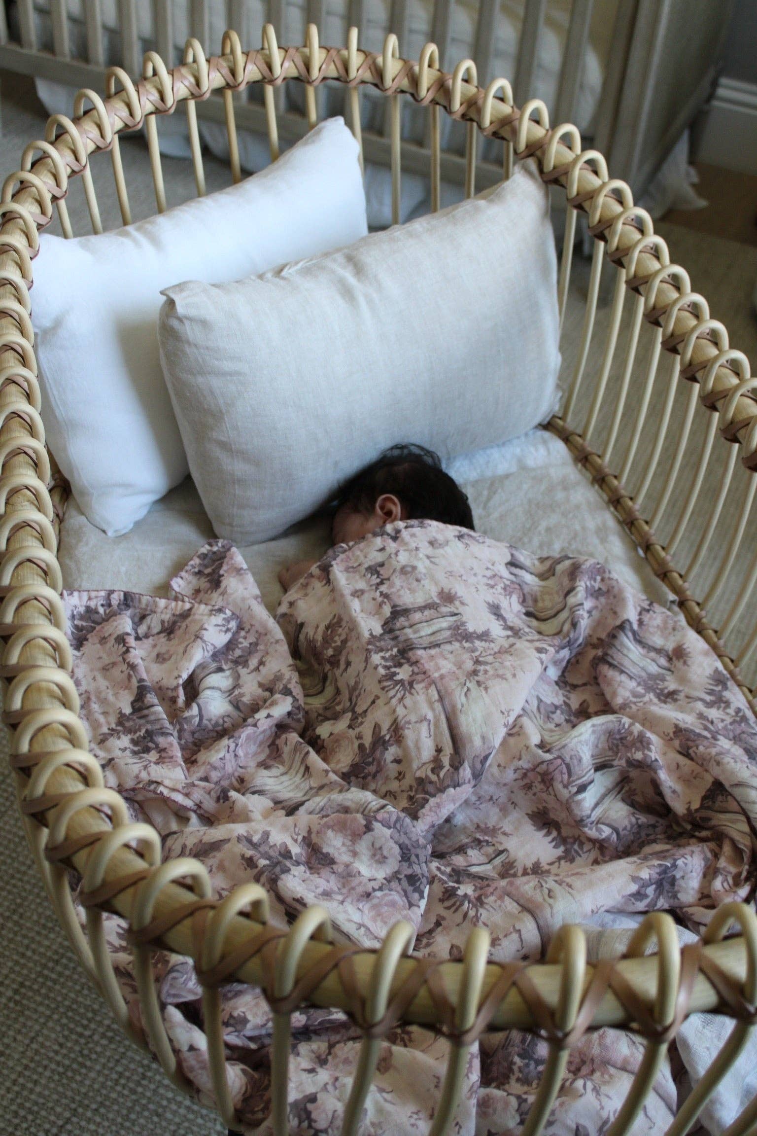 Vintage Pink Floral Muslin Blanket