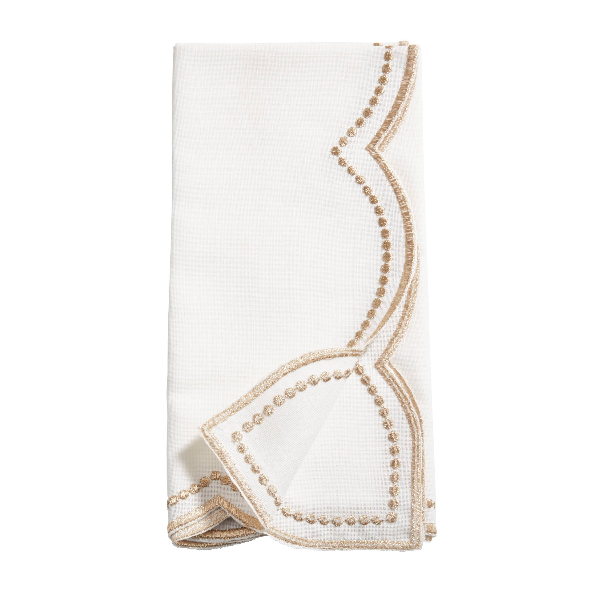 Embroidered Polka Dot Napkin w/ Scallop Edge | Set of 4