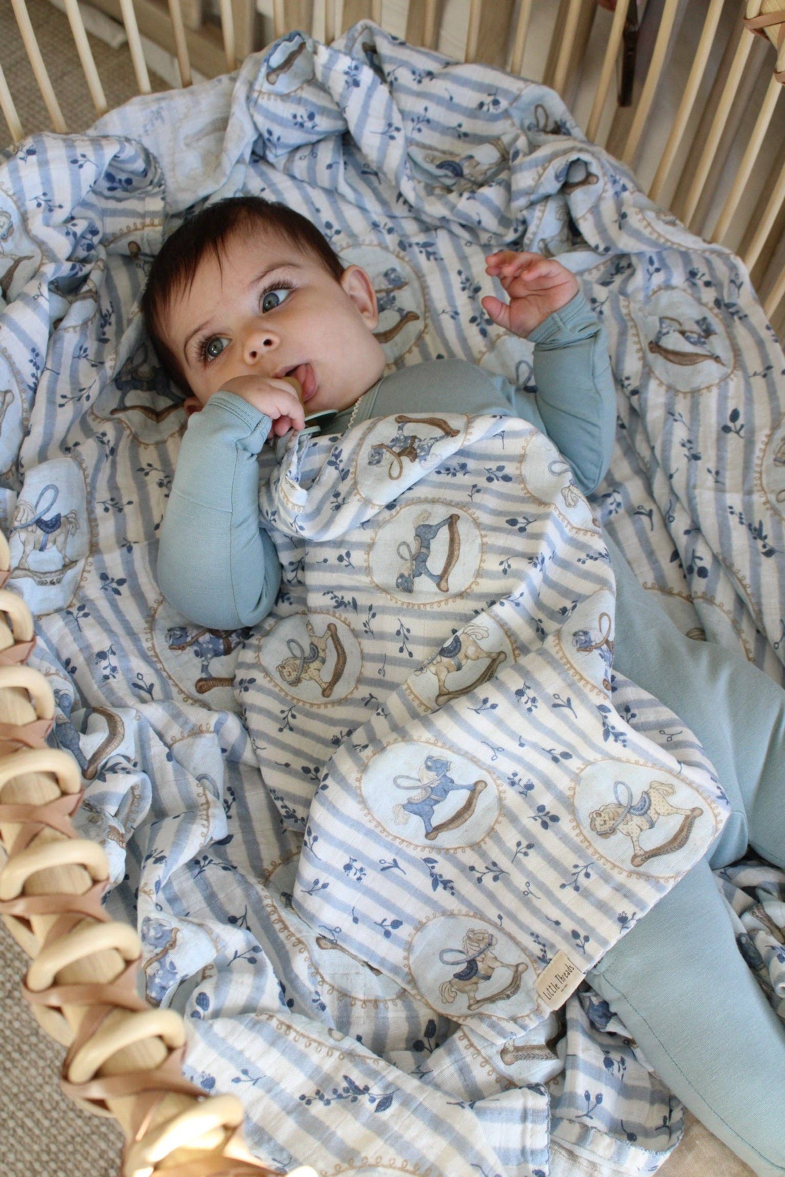 Rocking Horse Muslin Blanket