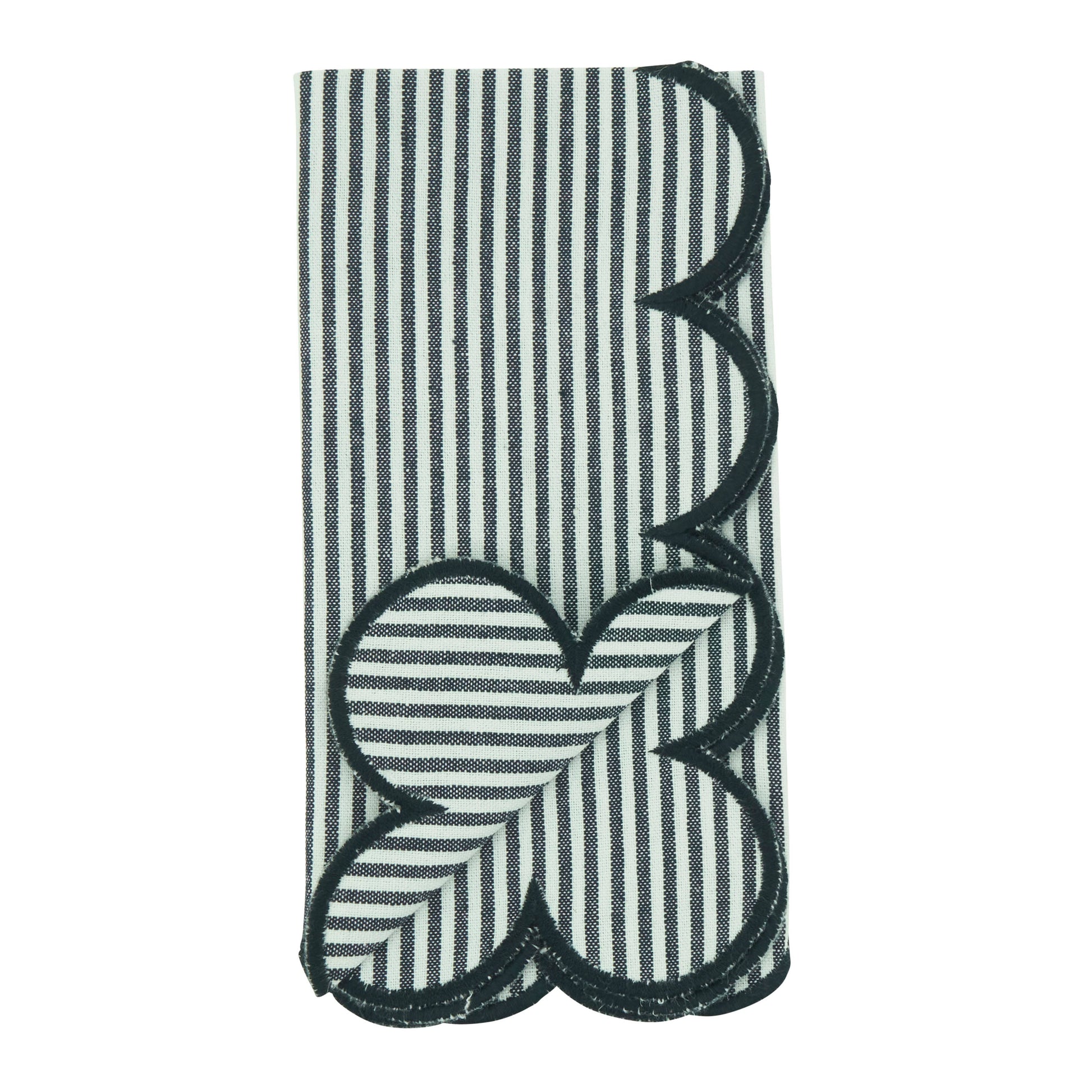 Scalloped Hem Strip Napkins | Set of 4
