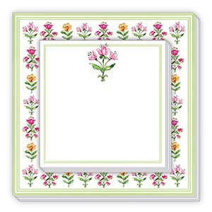 Pink and Yellow Flower Block Print Notepad Duo