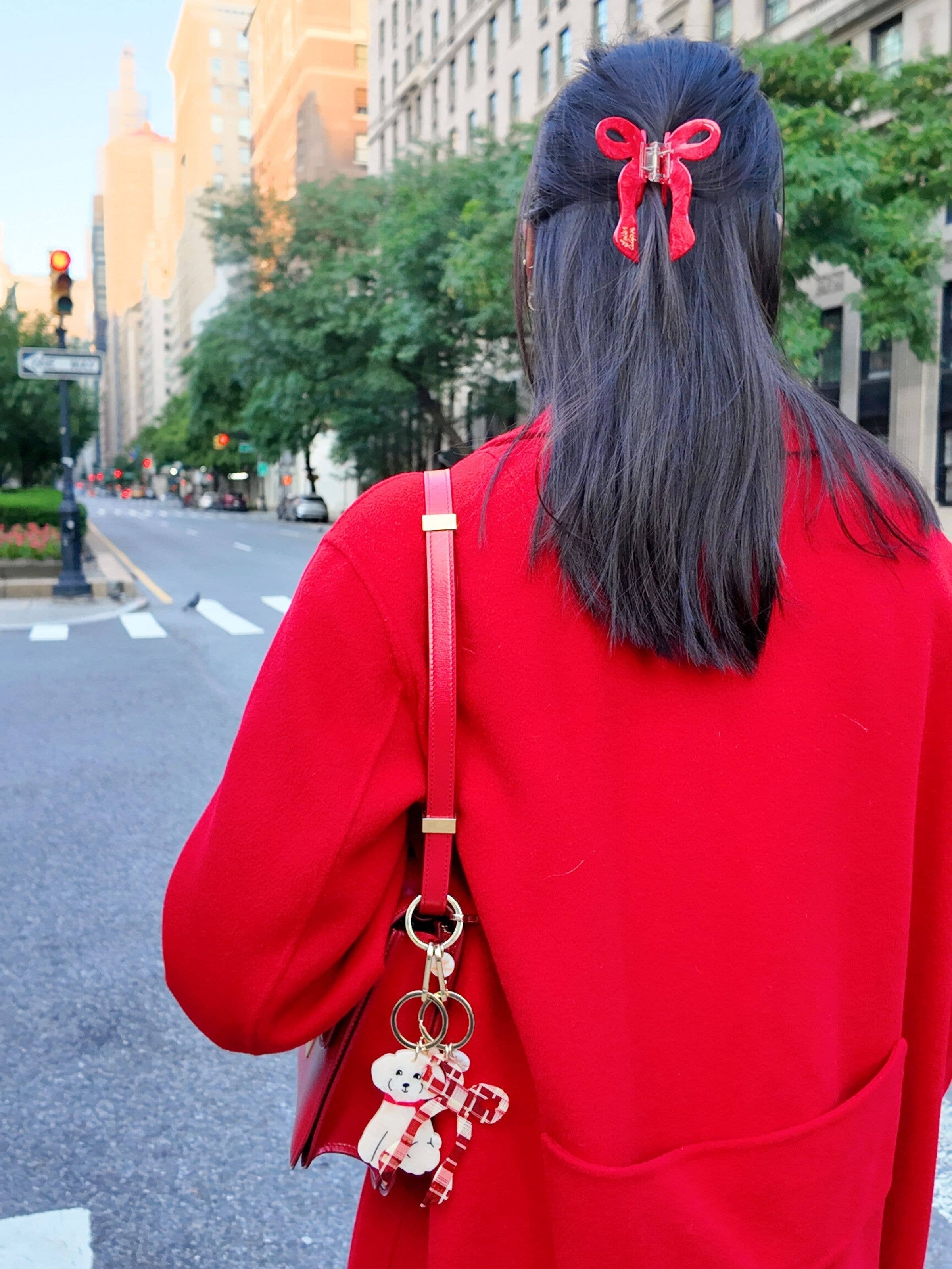 Hand-painted Coquette Bow Claw Hair Clip | Eco-Friendly