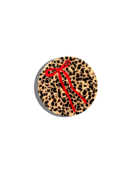 Hand-painted Leopard Bow Compact Mirror