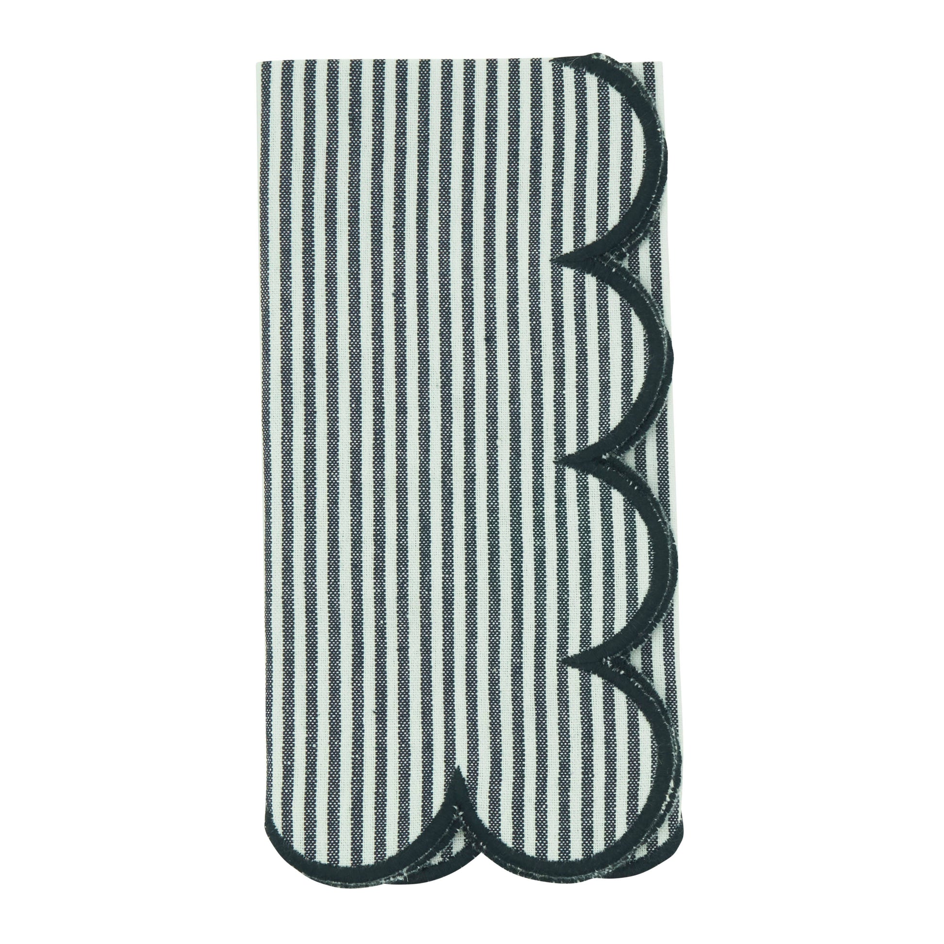 Scalloped Hem Strip Napkins | Set of 4