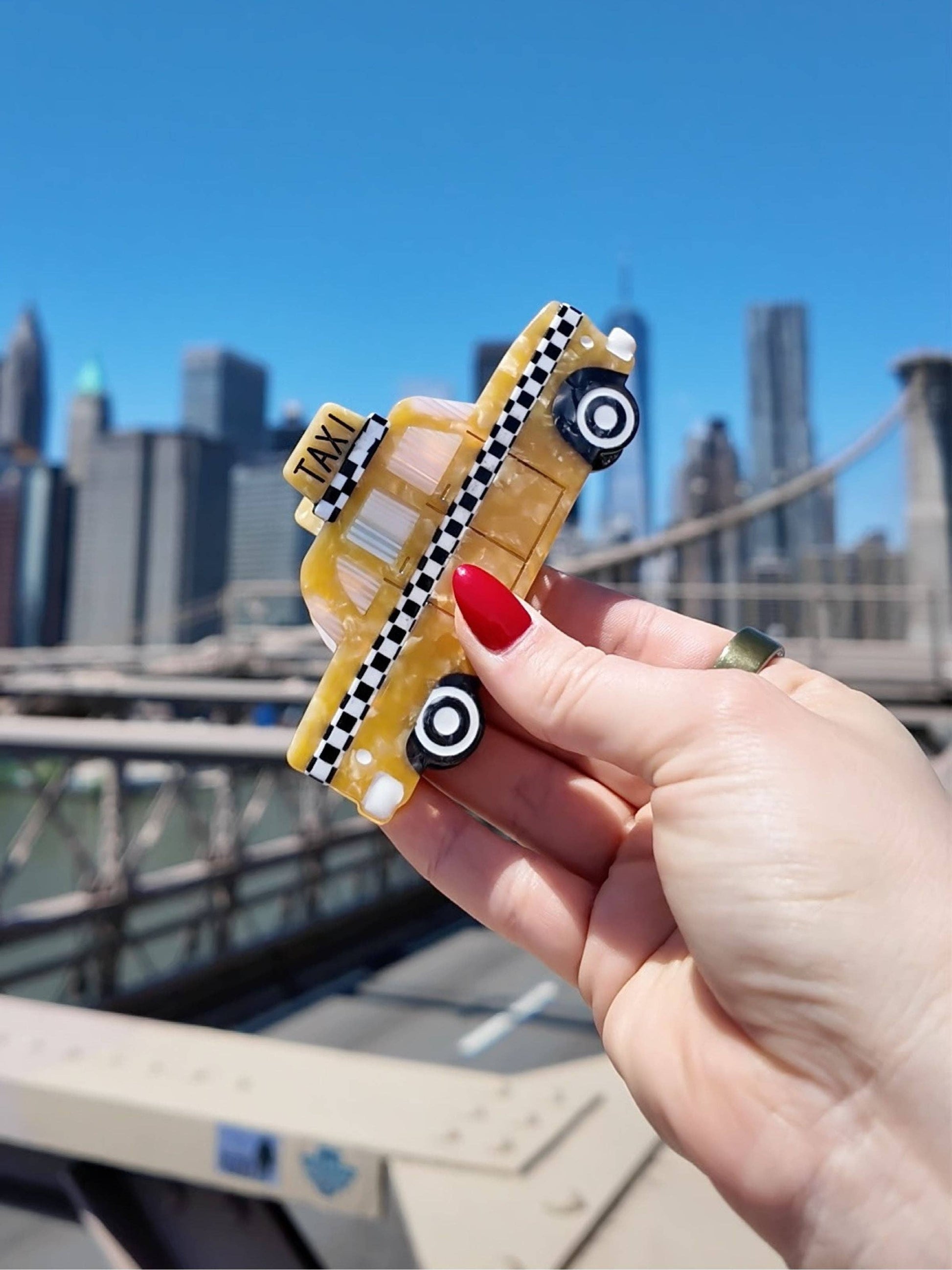 Hand-painted Yellow Taxi Cab Claw Hair Clip
