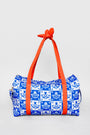 Quilted Duffle Bag, Blue Plaid Floral