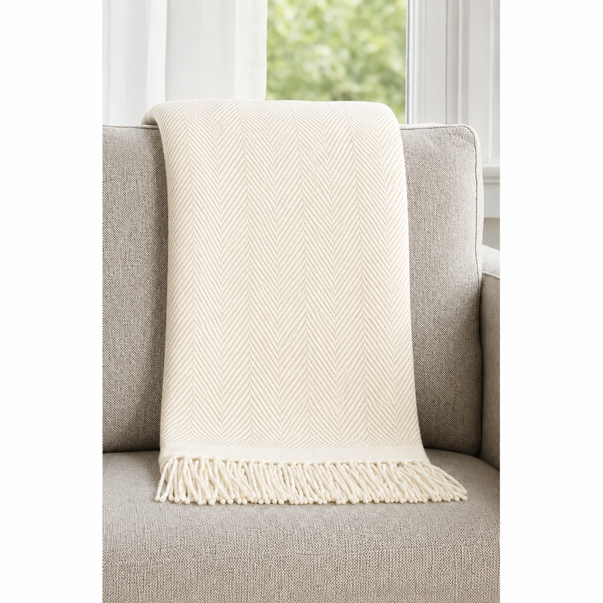 Woven Herringbone Throw Blanket