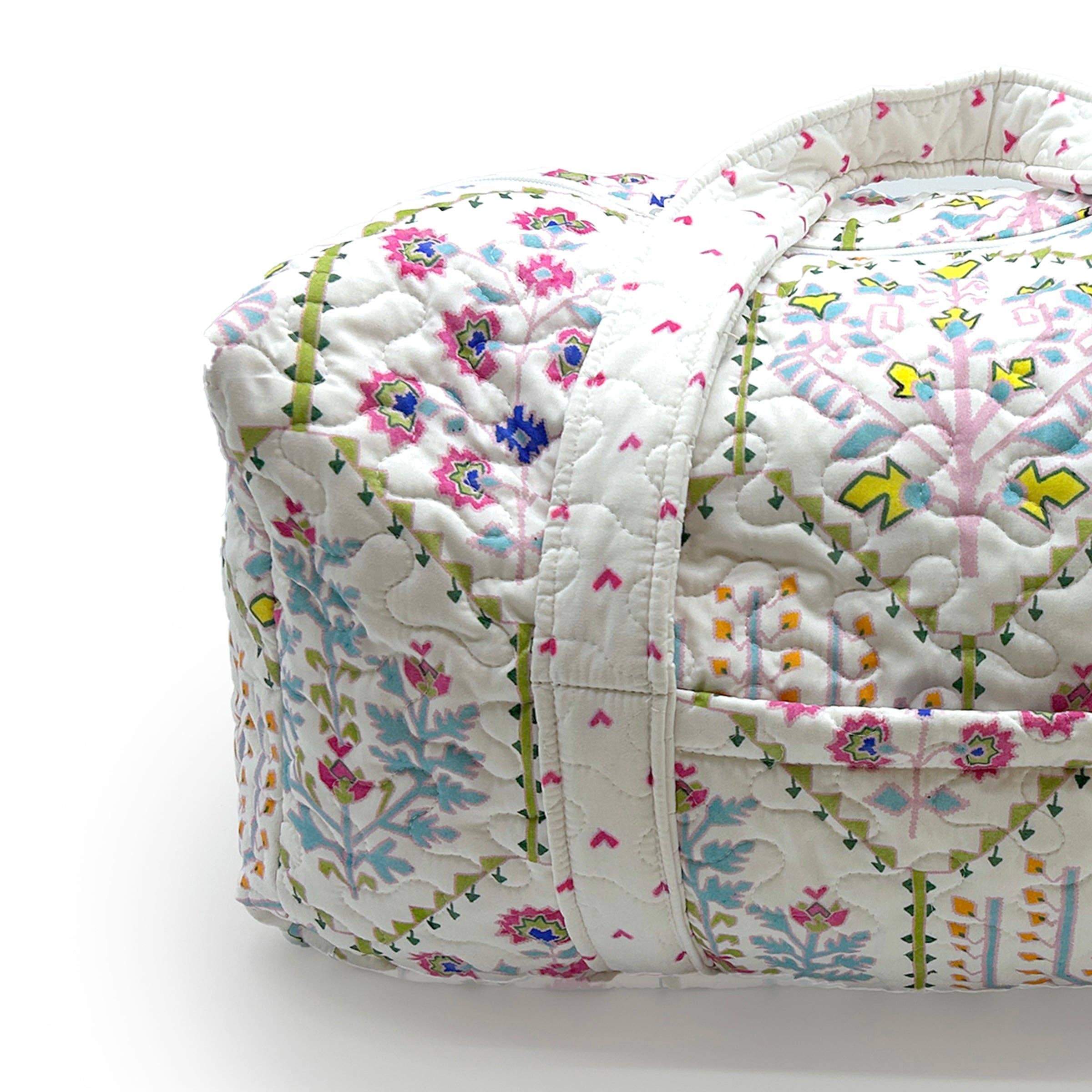Tavi White Quilted Weekender Duffle Bag