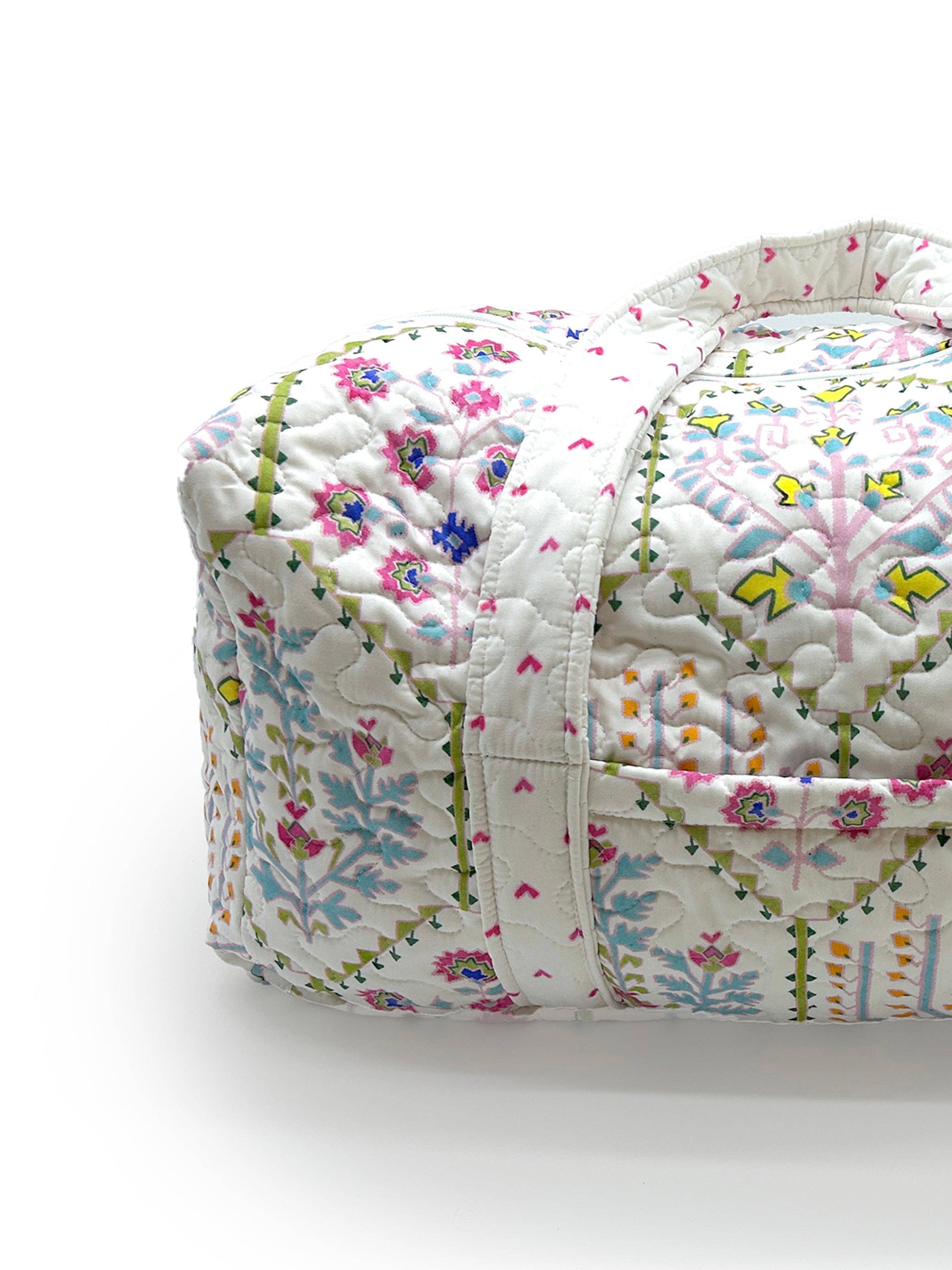 Tavi White Quilted Weekender Duffle Bag