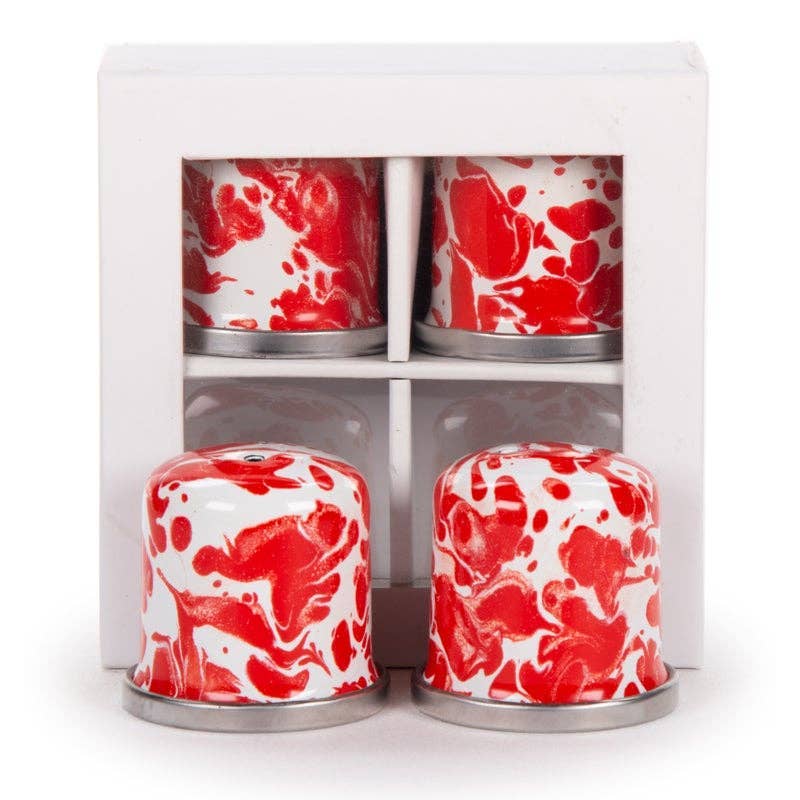 Golden Rabbit Enamelware Swirl Set of 2 Salt & Peppers