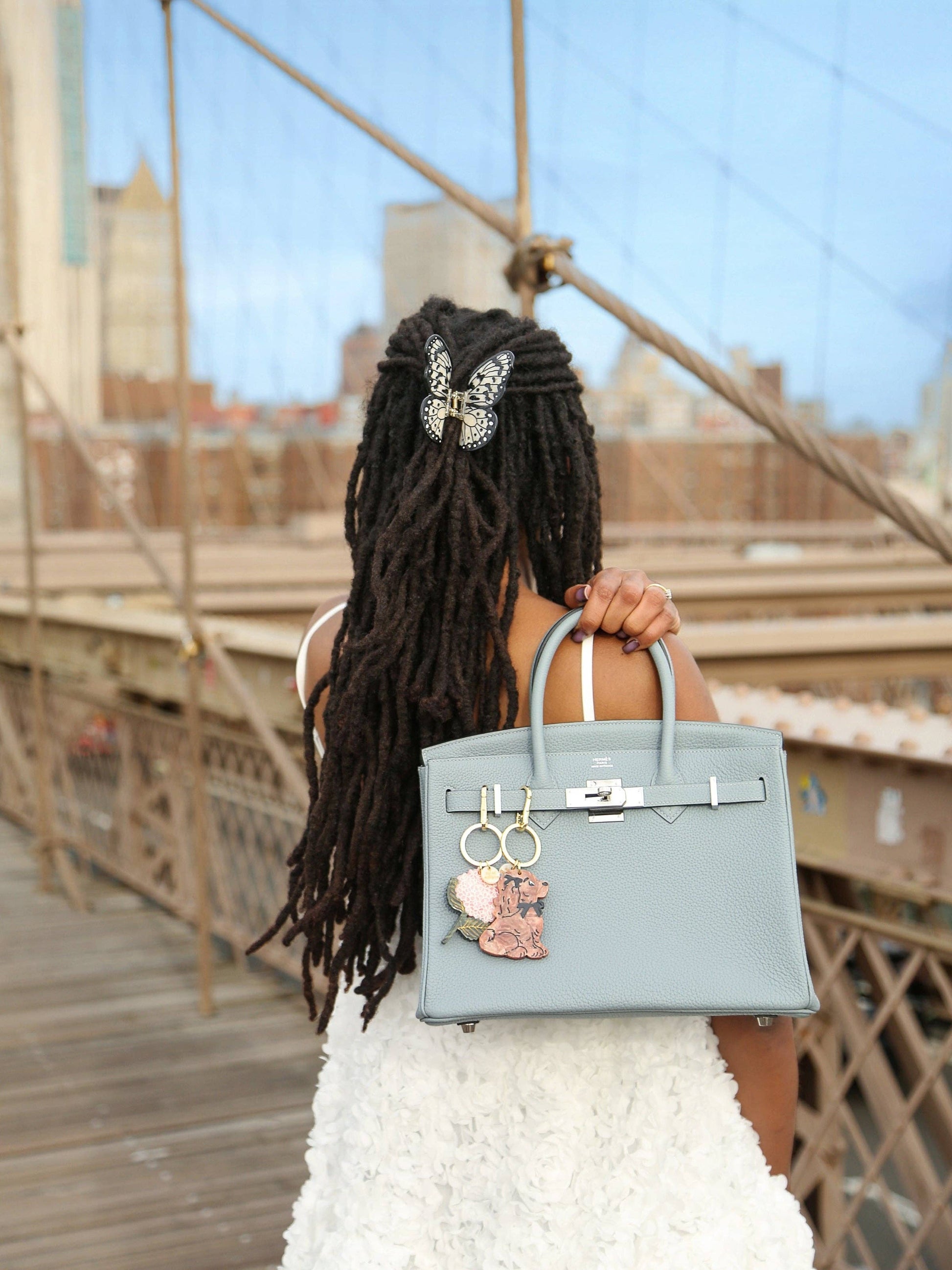 Hand-painted Hydrangea Bag Charm + Keychain