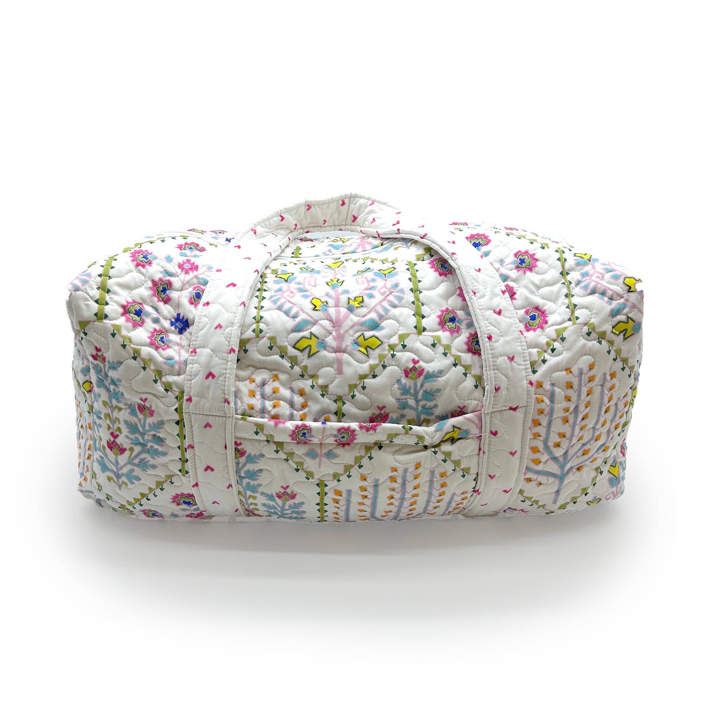 Tavi White Quilted Weekender Duffle Bag