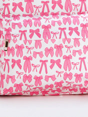 Bow Print Girls Canvas Backpack