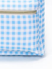 Sky Blue Plaid Ruffle Boys Backpack