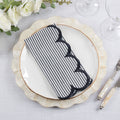 Scalloped Hem Strip Napkins | Set of 4