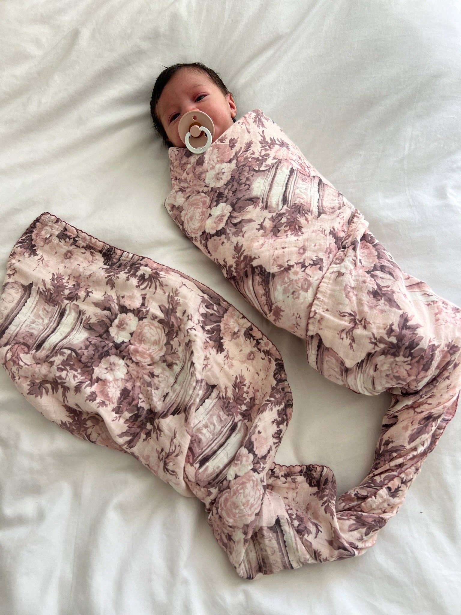 Vintage Pink Floral Muslin Blanket