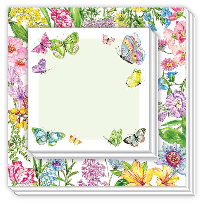Garden Floral with Colorful Butterflies Notepad Duo