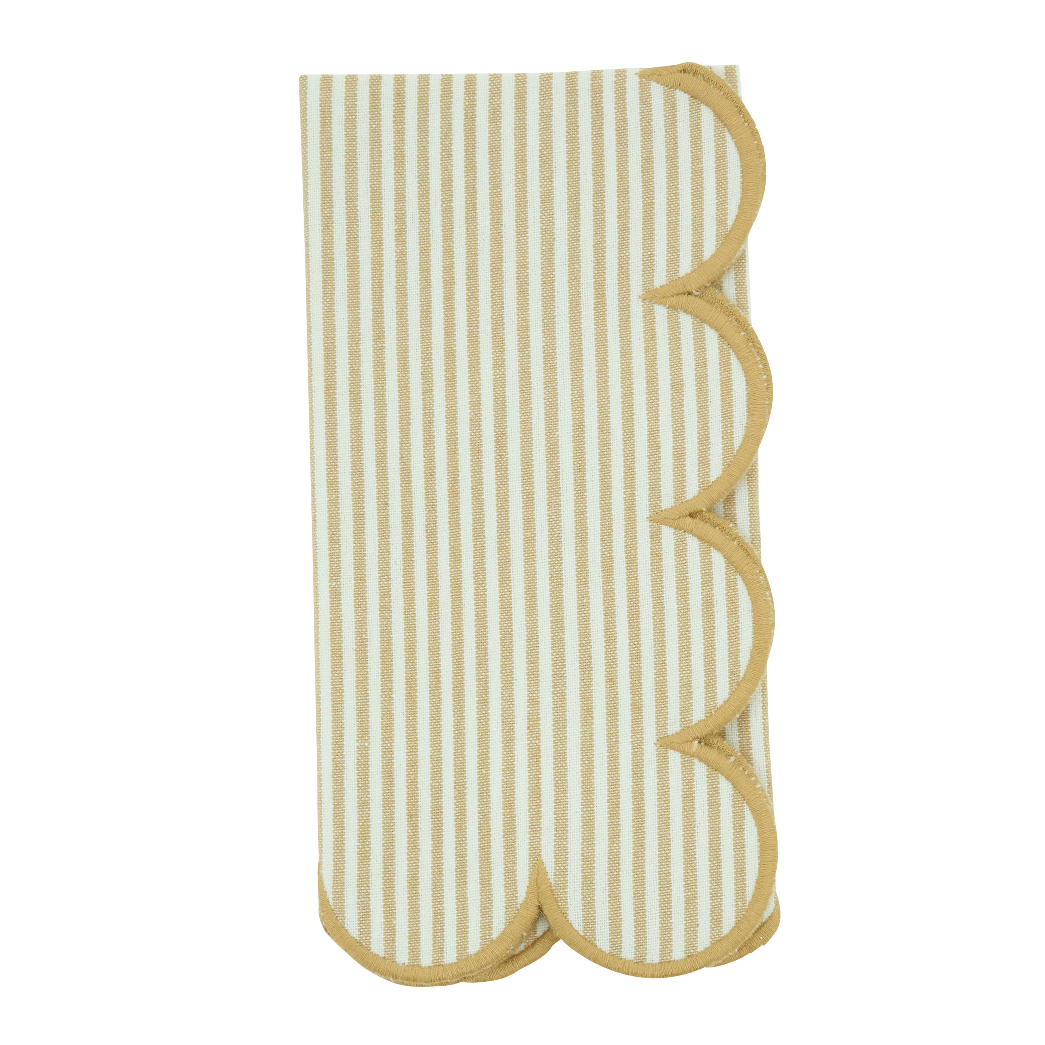 Scalloped Hem Strip Napkins | Set of 4
