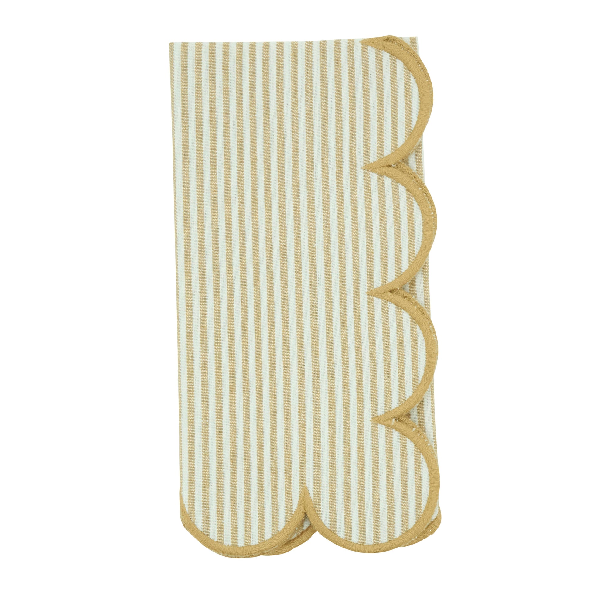 Scalloped Hem Strip Napkins | Set of 4