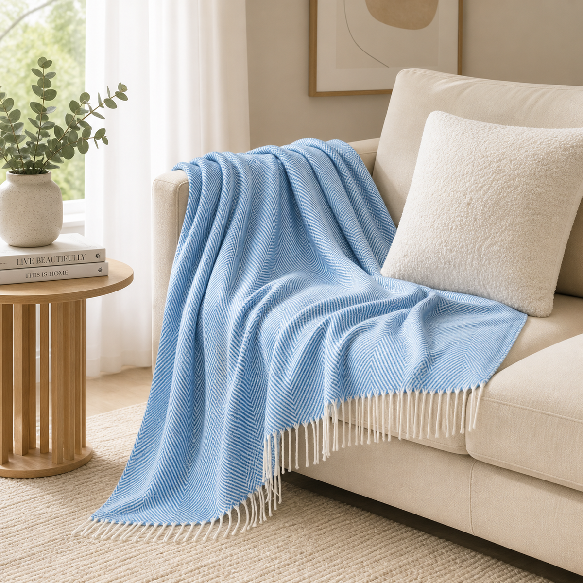 Woven Herringbone Throw Blanket