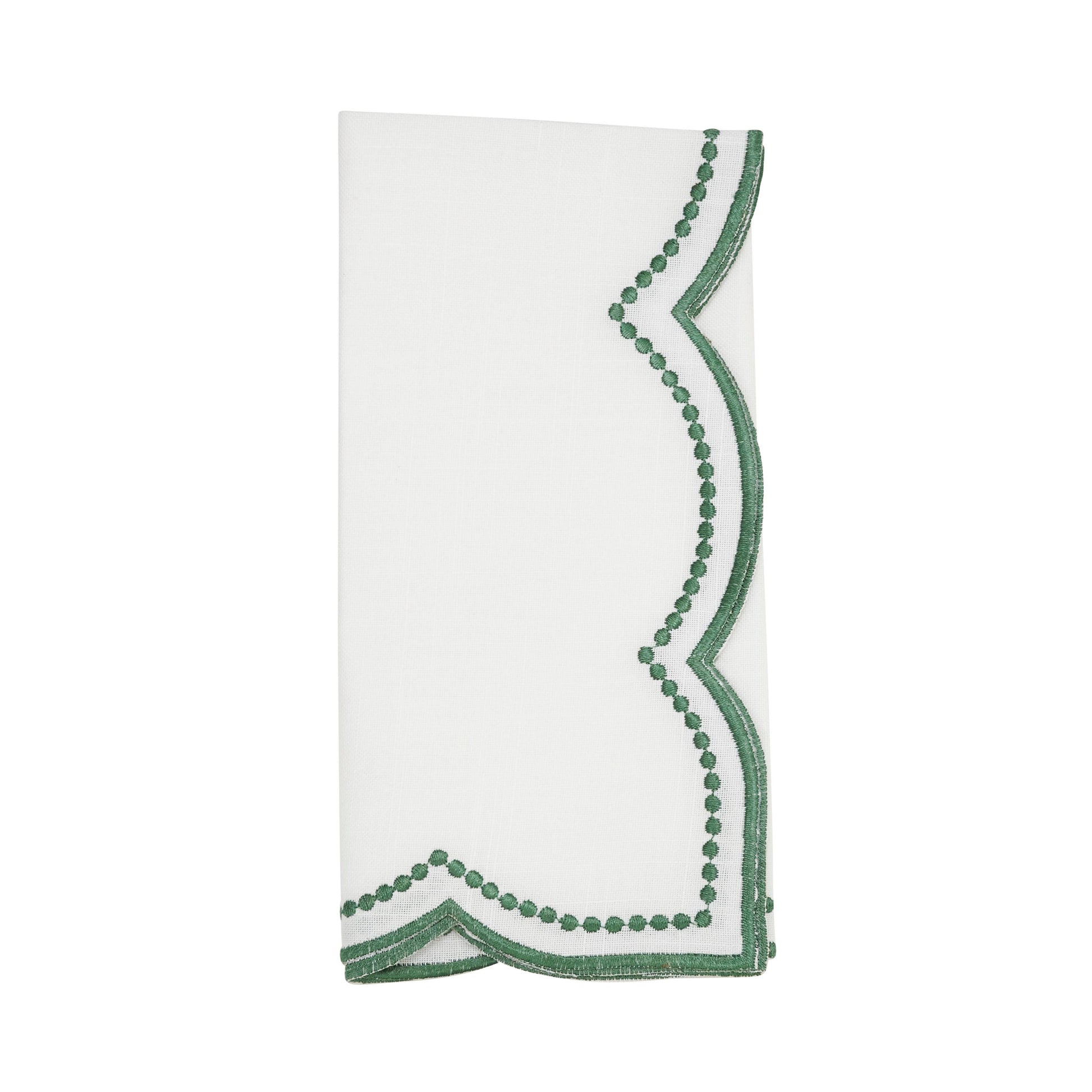 Embroidered Polka Dot Napkin w/ Scallop Edge | Set of 4