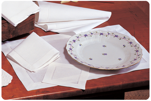 Hemstitched Italian Linen Cocktail Napkins + Embroidery | 4