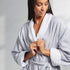 Classic Seersucker Striped Robe - White Grey.