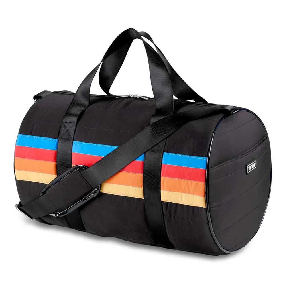 Retro Stripe Puffer Duffle Bag