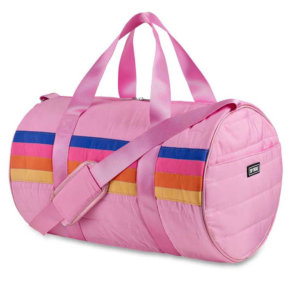 Retro Stripe Puffer Duffle Bag